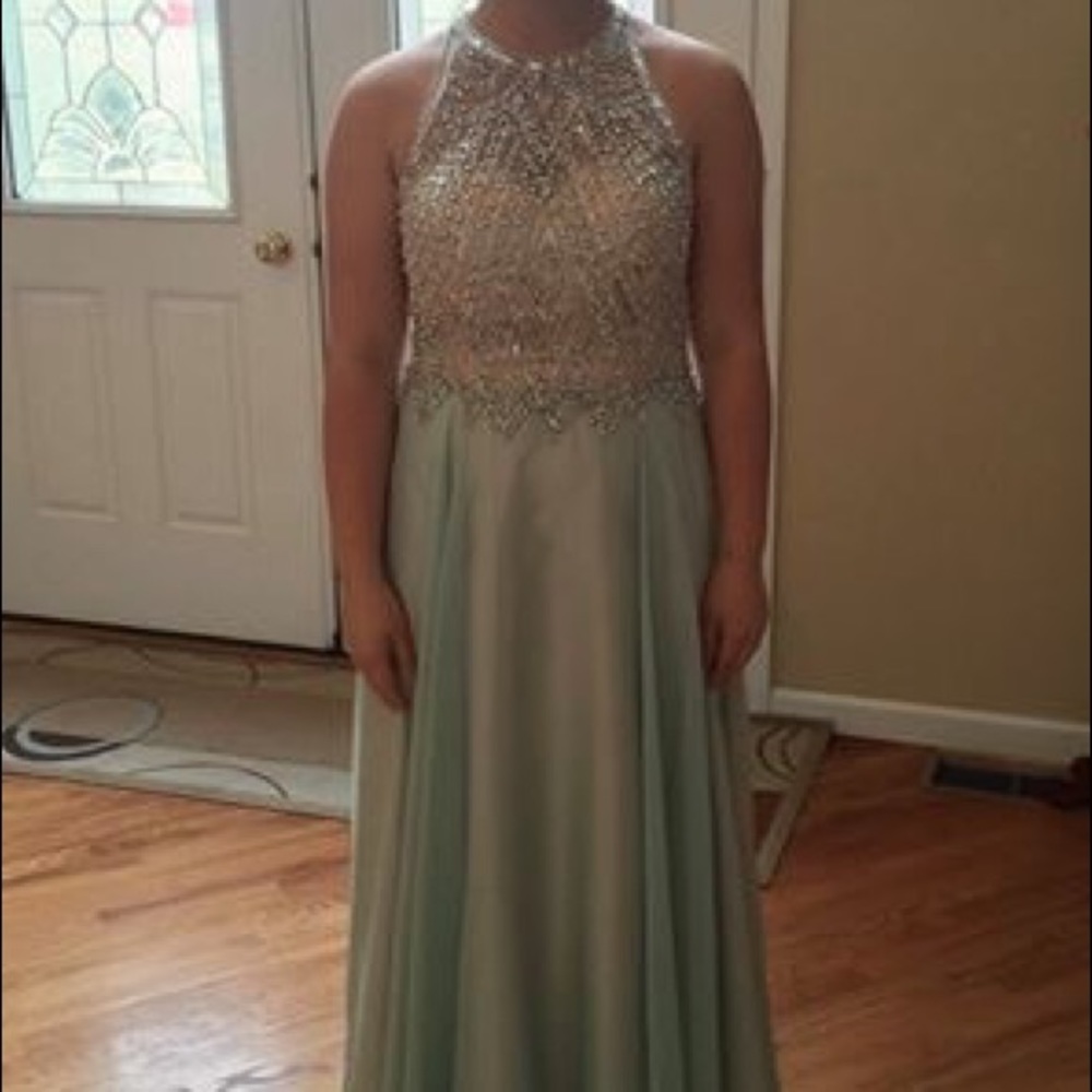 Prom dress Champagne sea foam green.
